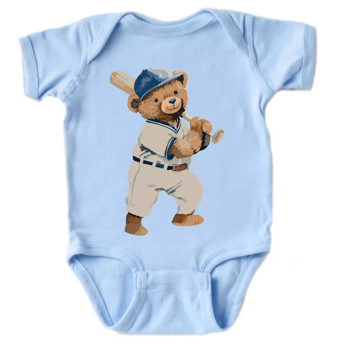 Детский боди с коротким рукавом Watercolor Baseball Bear The Juniper Shop, Light Blue