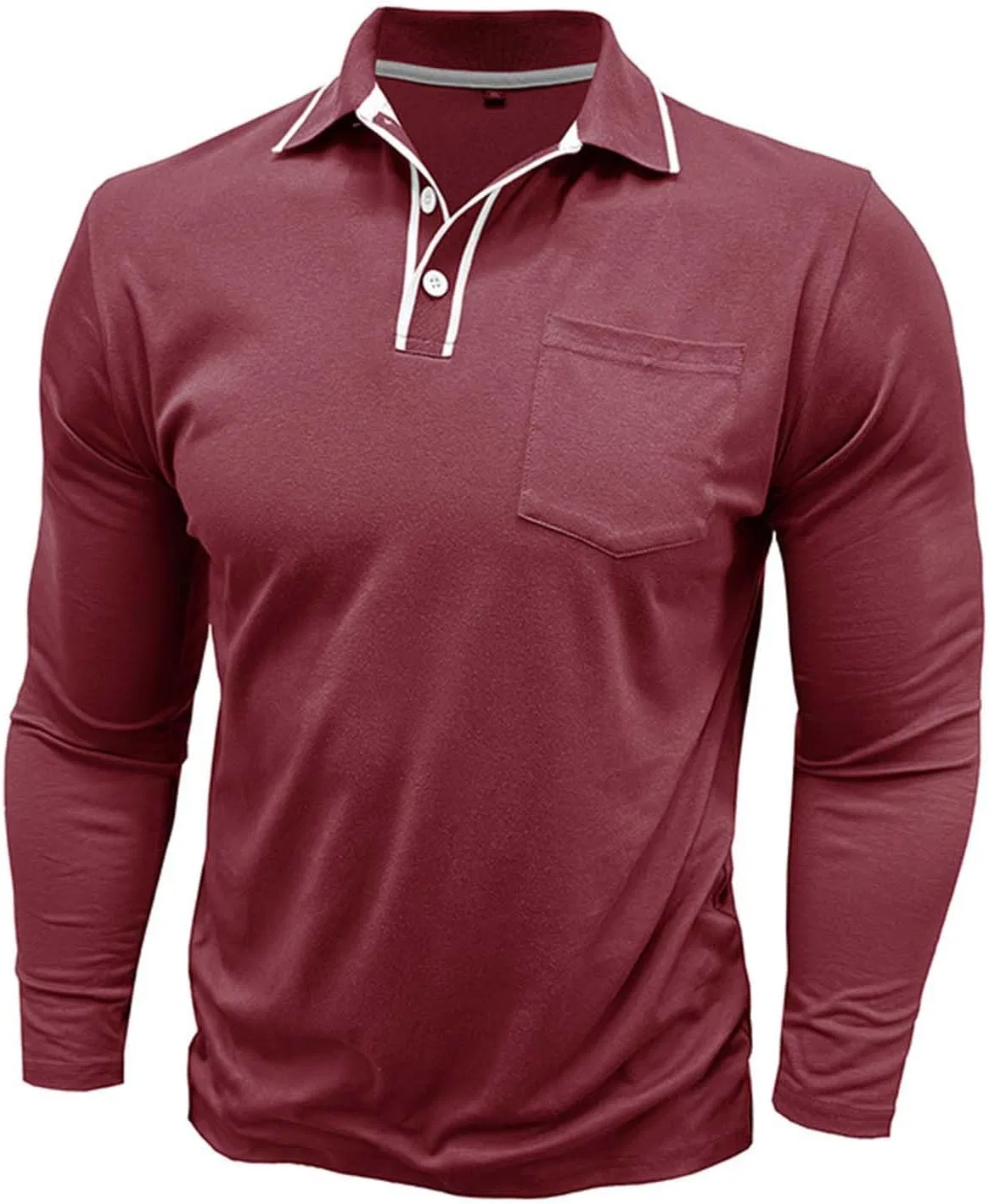 Мужская рубашка с отложным воротником и полукардиганом Cotton, Wine — фото 3