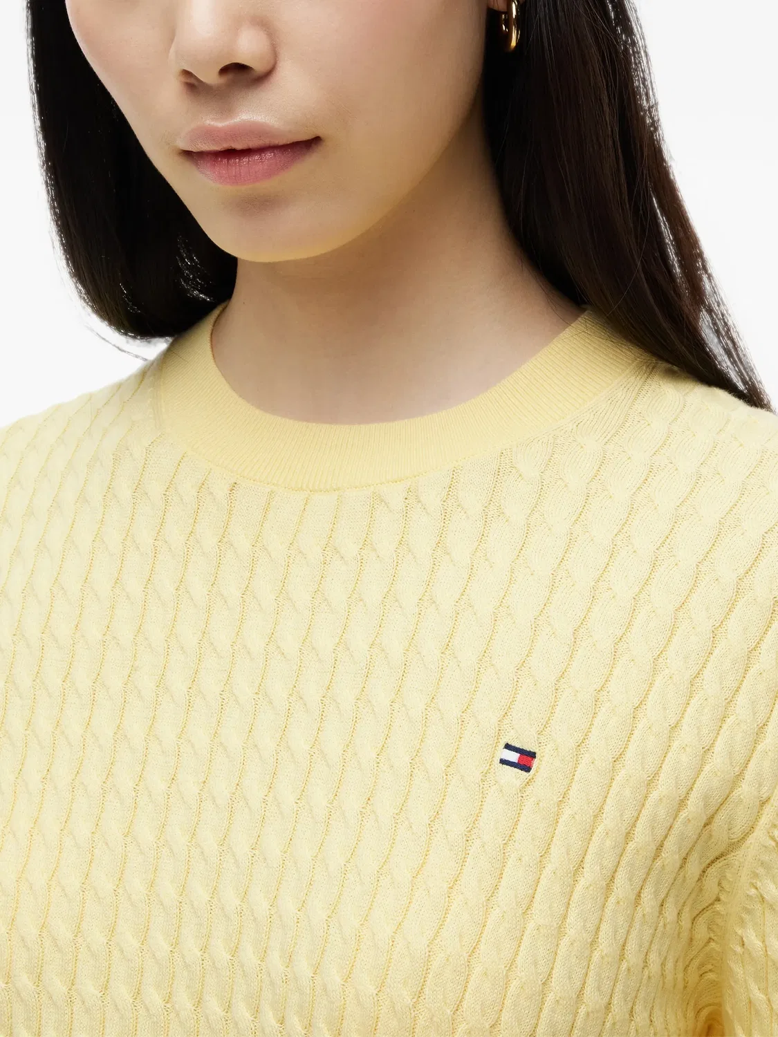 Tommy Hilfiger Вязаный свитер с косами желтый — фото 3