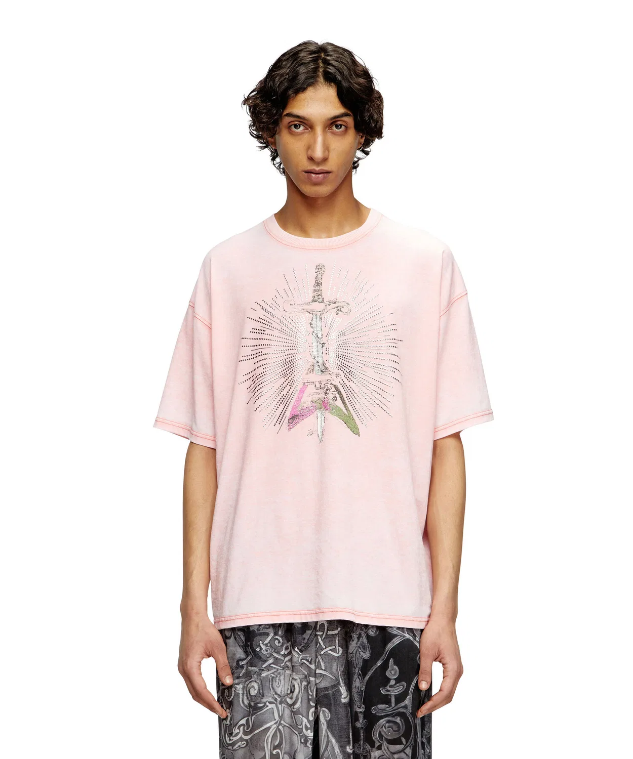 Мужская футболка с принтом T-BOXT-T18 DIESEL, Light Pink