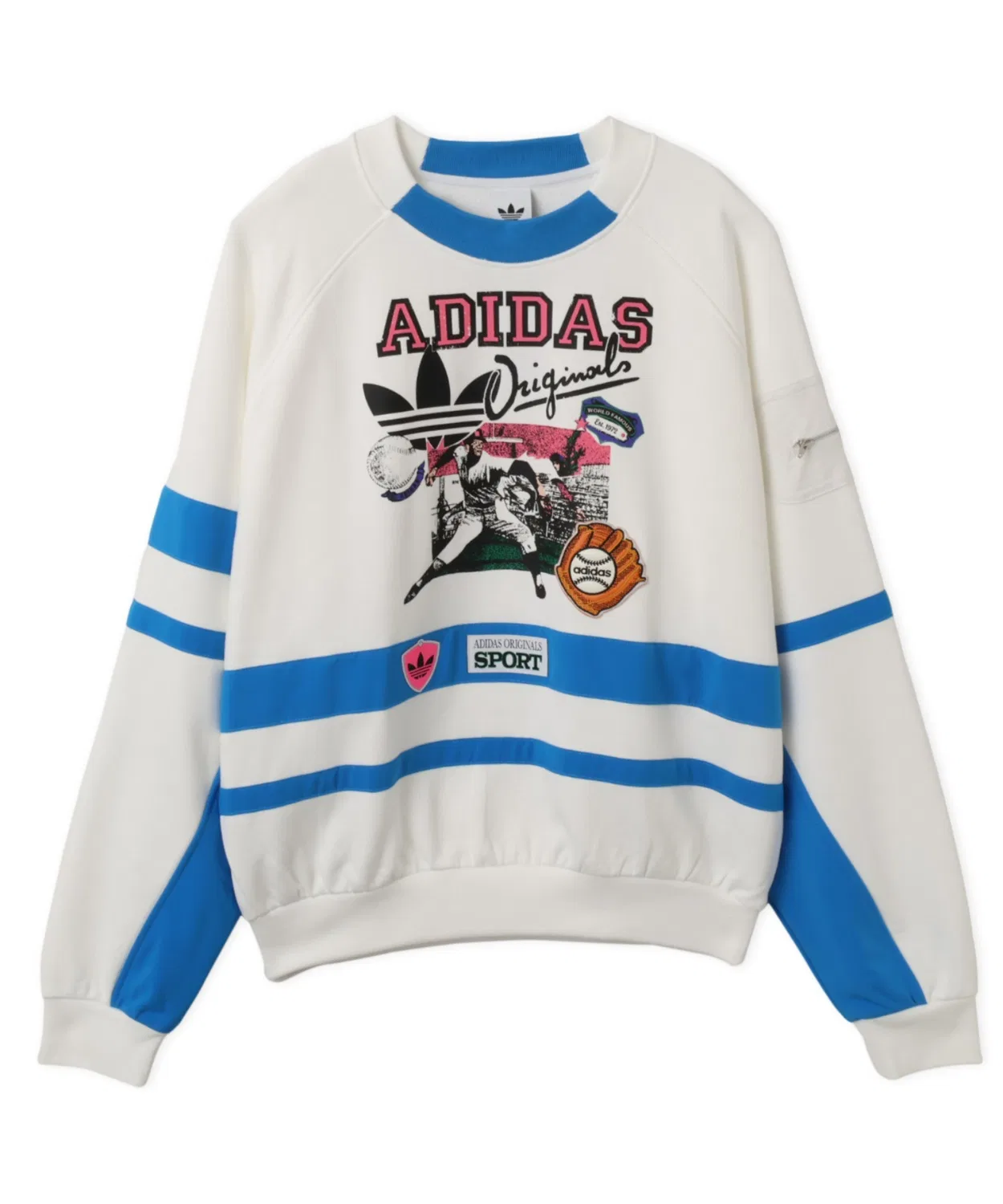 Женский свитшот оверсайз с длинным рукавомArchive Baseball Adidas, Белый — фото 4
