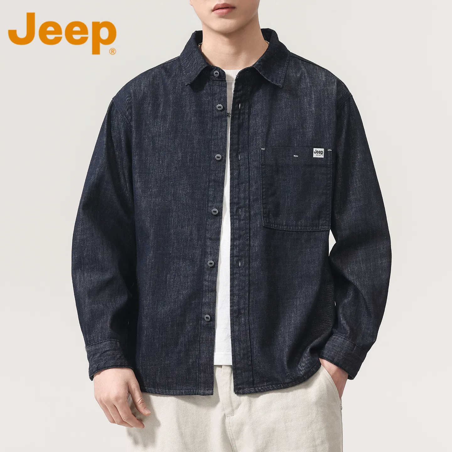 Детская джинсовая рубашка с воротником Jeep, Blue — фото 3