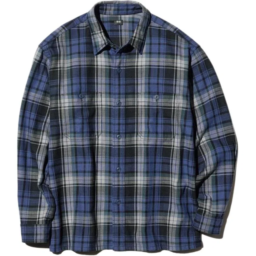 Мужская рубашка с отложным воротником Navy Blue FW26 Shirts UNIQLO