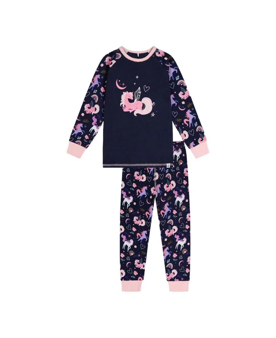 Комплект пижам из хлопка с единорогом Deux par Deux, Purple Unicorn Print