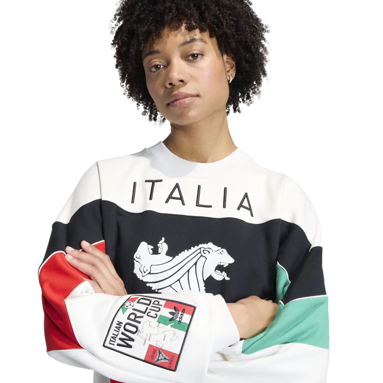 Мужской свитшот с принтом Italia Coppa Del Mundo, adidas, White/Green/Red — фото 3