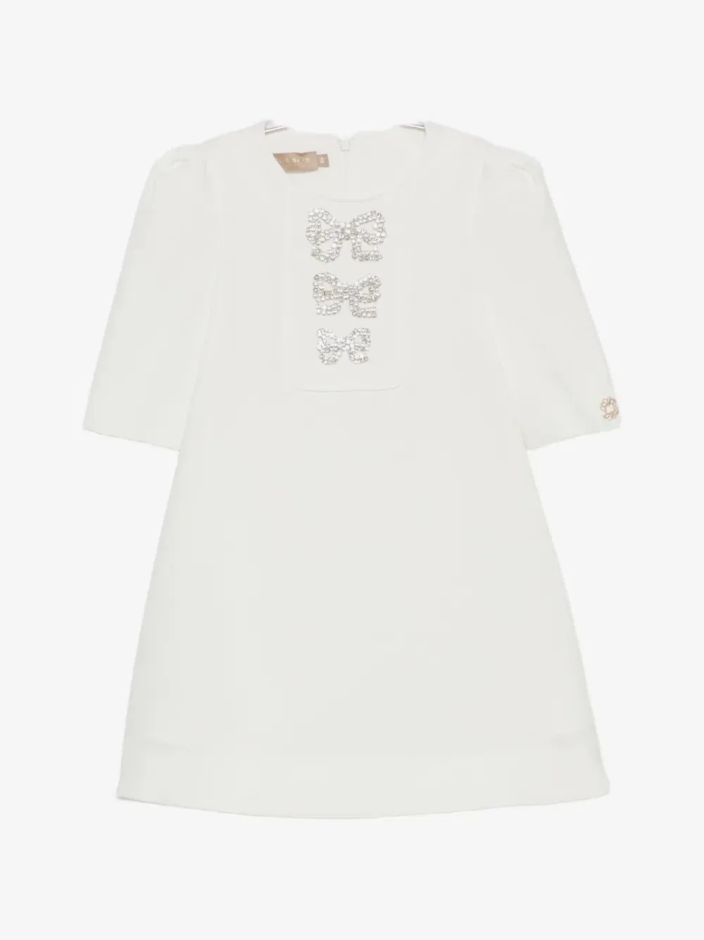 Платье с бантом, украшенное кристаллами Elie Saab Junior, белый
