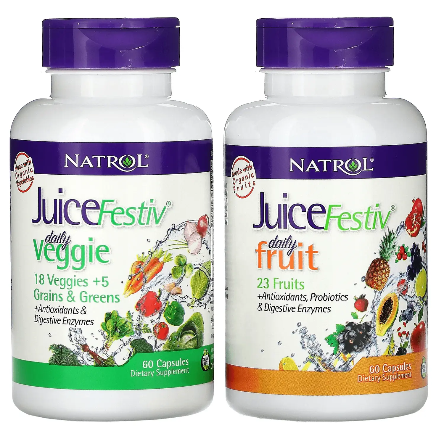 

JuiceFestiv, 2 флакона по 60 капсул, Natrol
