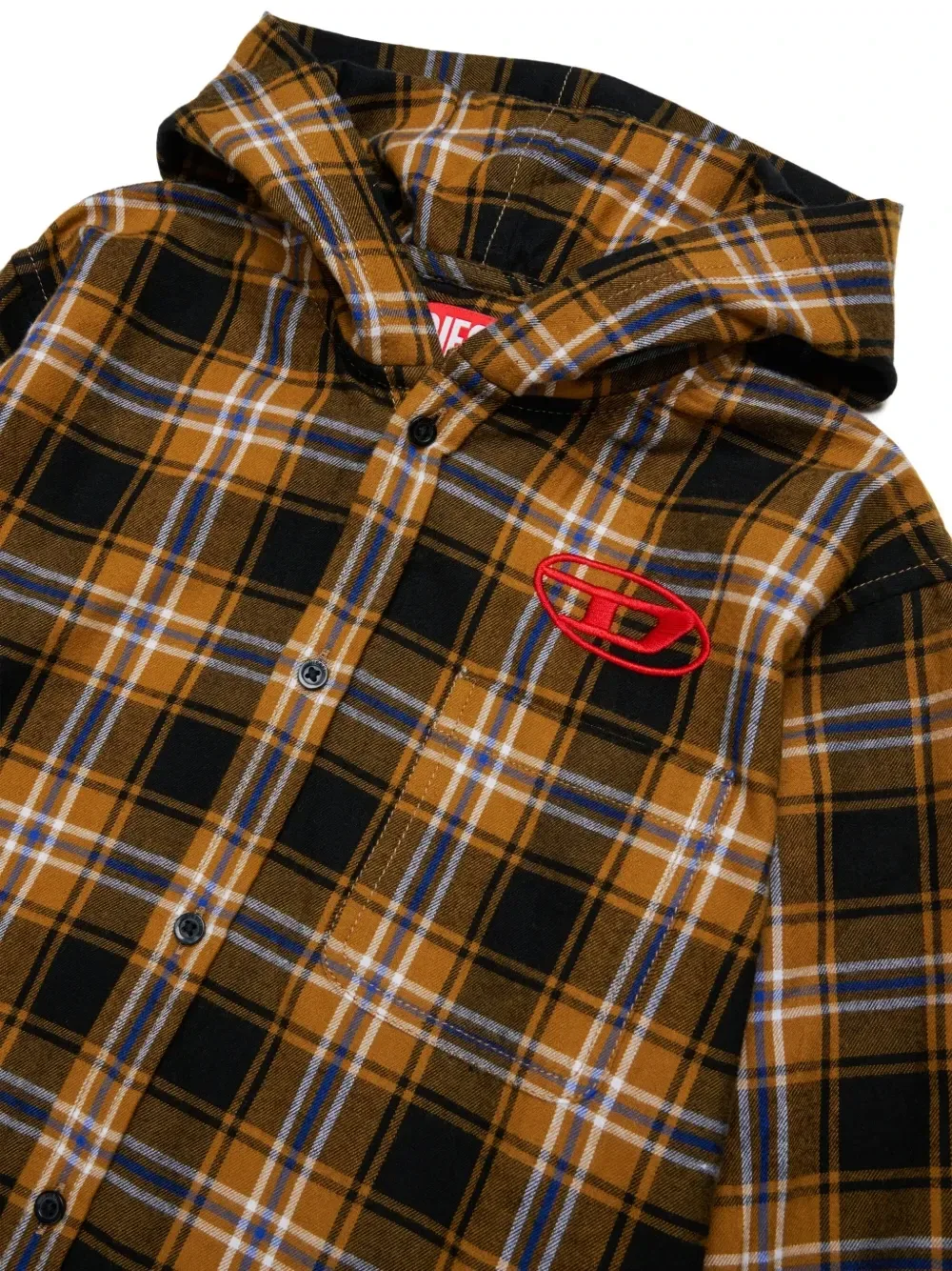 Клетчатая рубашка с капюшоном Diesel Kids, бежевый — фото 3