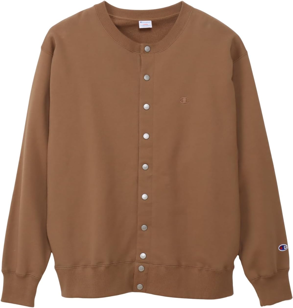 

Мужская толстовка Champion C3-D009 свободного кроя, с длинным рукавом, круглым вырезом, 100% хлопок, вышивка логотипа в одну точку, застежка на кнопках, повседневная мужская одежда, светло-коричневый