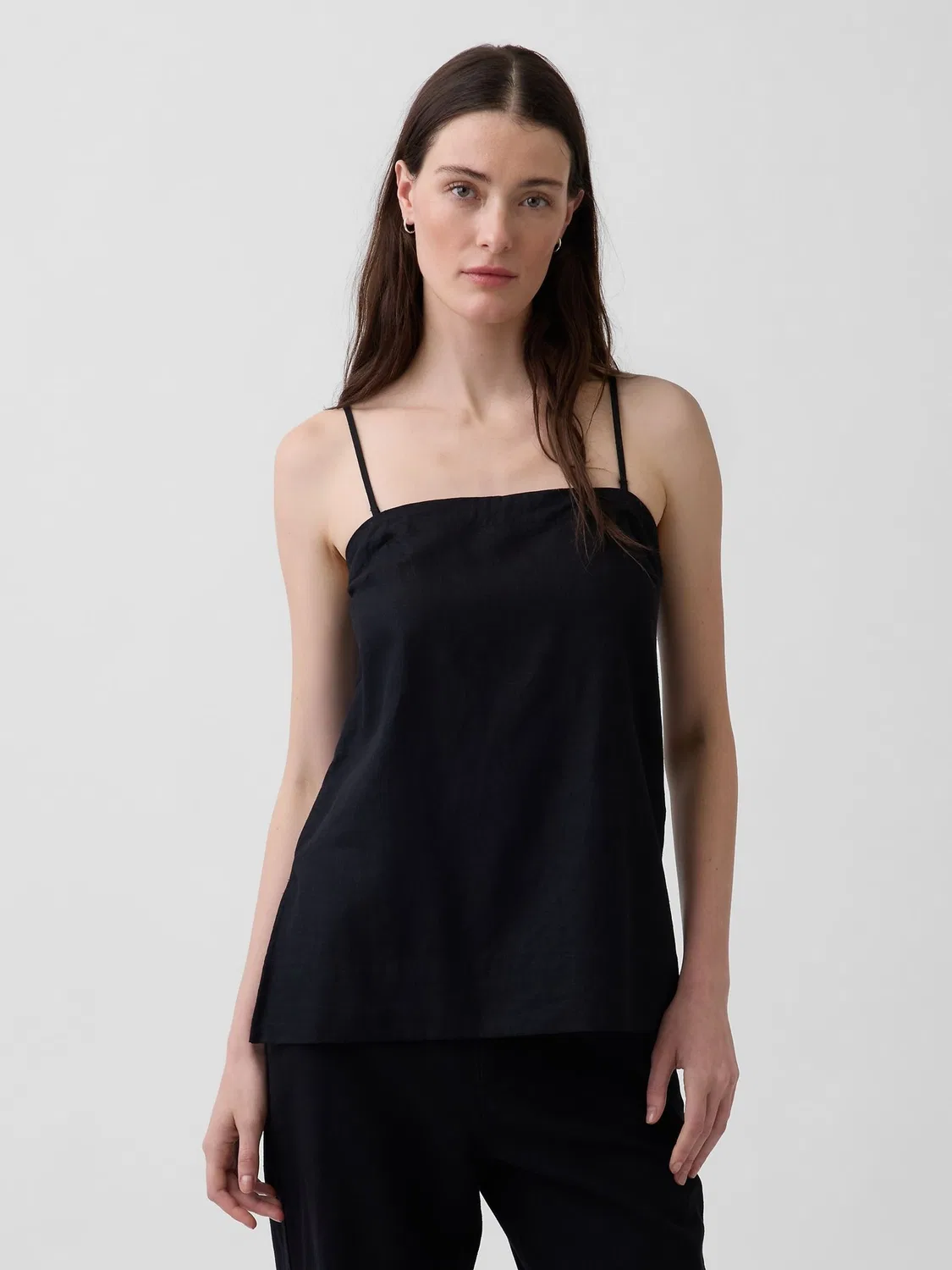 Топ-майка из льняной смеси, с квадратным вырезом Gap, Black