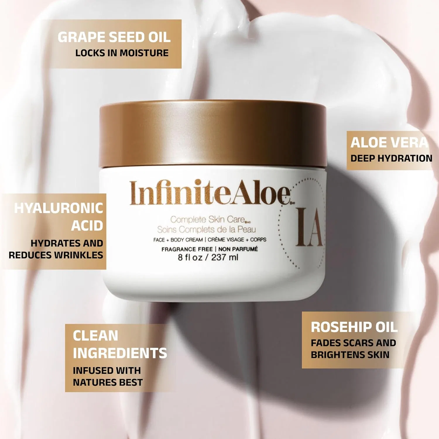 Крем для тела и лица, увлажняющий, InfiniteAloe, 252 мл, без отдушек — фото 2