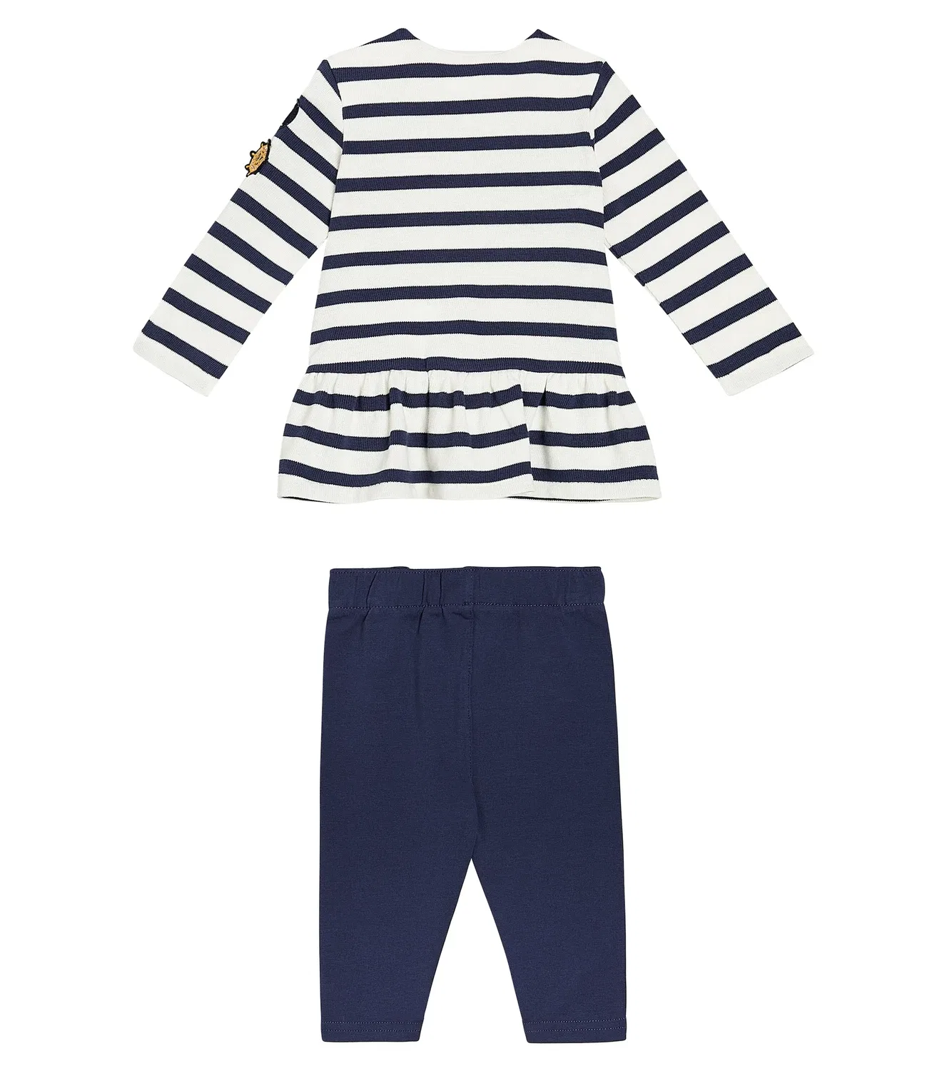 Комплект из полосатого хлопкового топа и леггинсов, Polo Ralph Lauren Kids, синий — фото 4