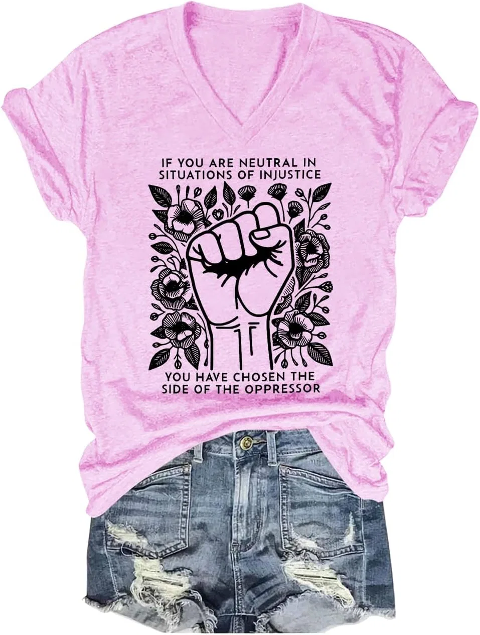 Футболка с принтом If You are Neutral Unisex V-Neck, Pink