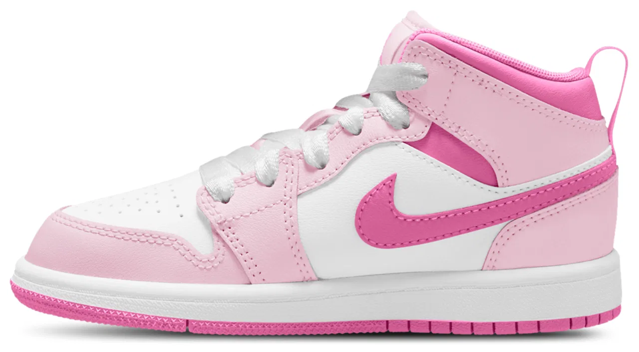 Детские кроссовки Jordan AJ 1 Mid, цвет Pink Foam/China Rose/Pink Foam — фото 2