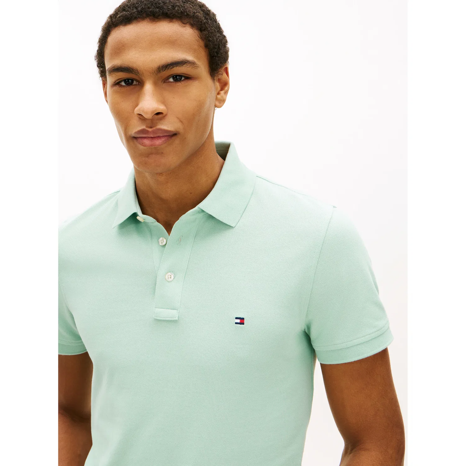 Мужское классическое поло с логотипом Tommy Hilfiger, Crushed Mint — фото 2