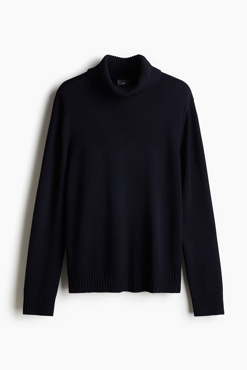 

Свитер H&M A/W 2024 Cotton-Blend Mock-Turtleneck, темно-синий