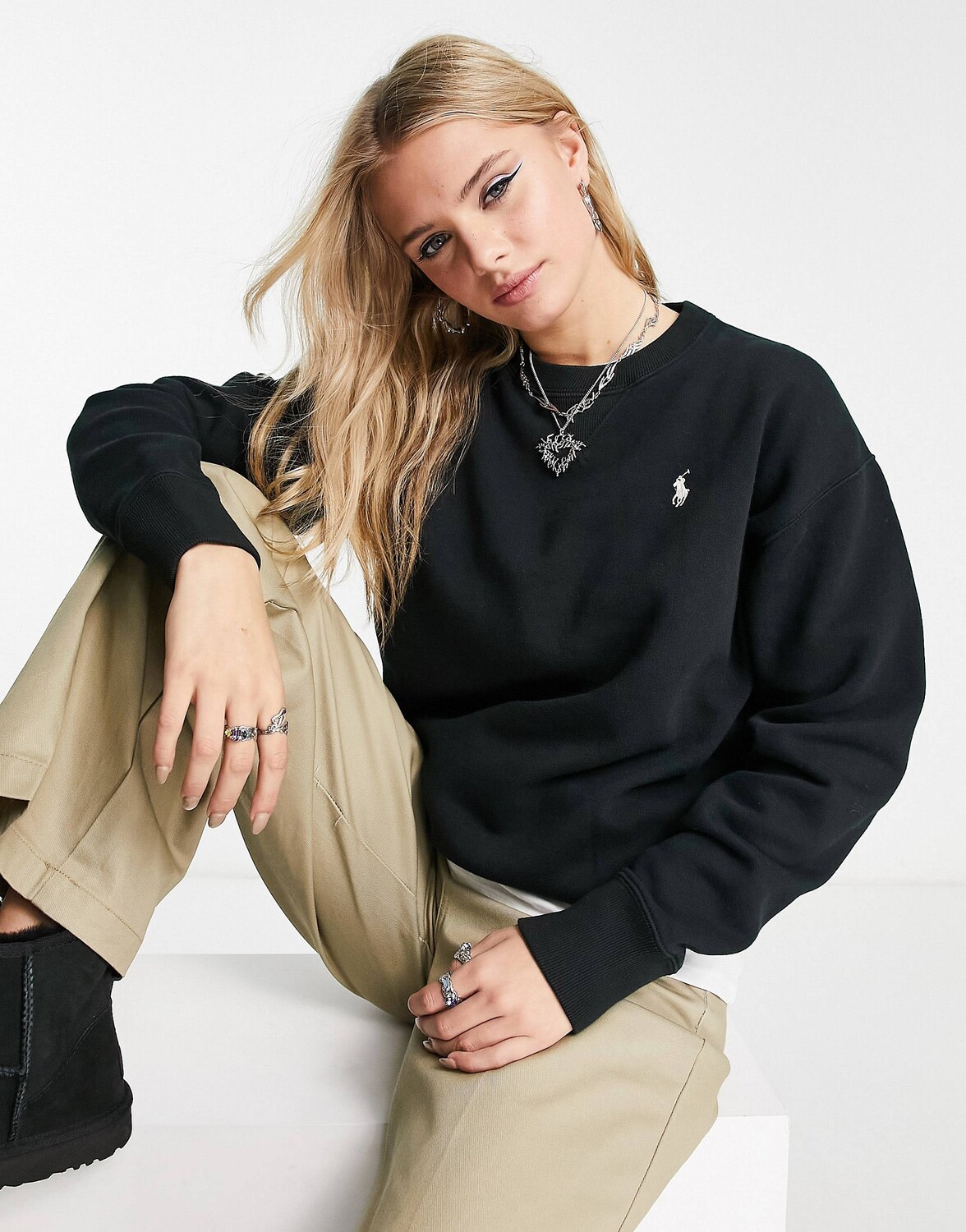 

Черный свитер с круглым вырезом Polo Ralph Lauren