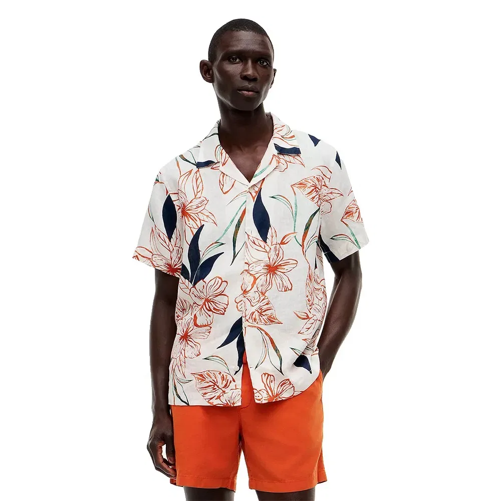 Мужская рубашка с коротким рукавом Tropical Print Tommy hilfiger, White