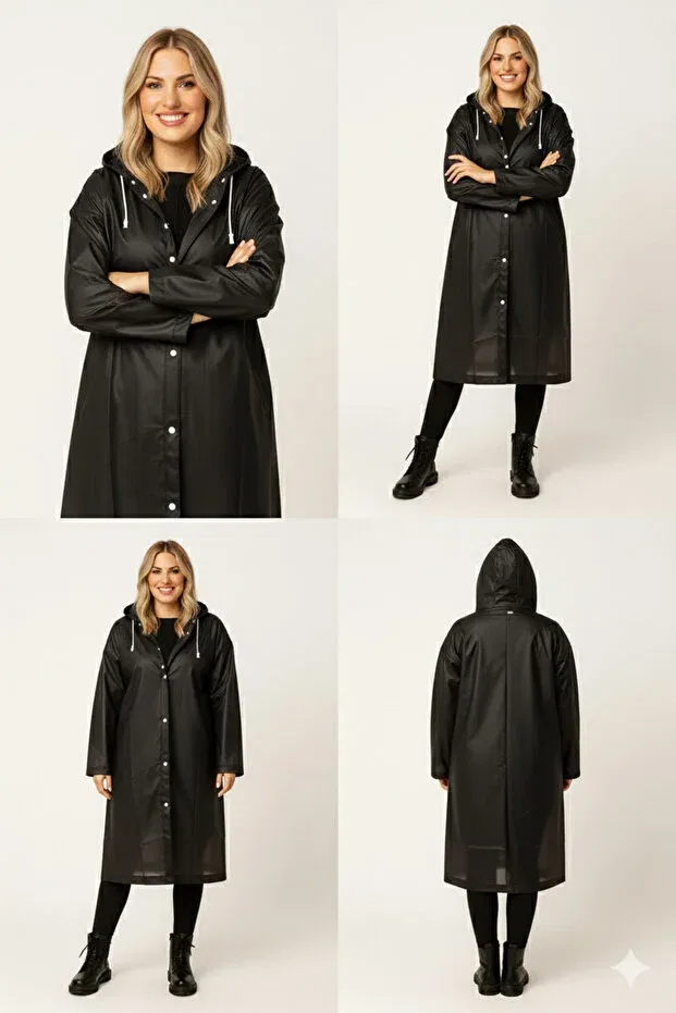 Детское пальто непромокаемое с капюшоном Sibel Günay Butik, Black — фото 2
