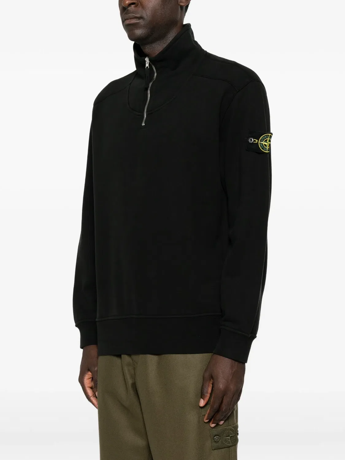 Stone Island Джемпер на молнии с патчем Compass черный — фото 2