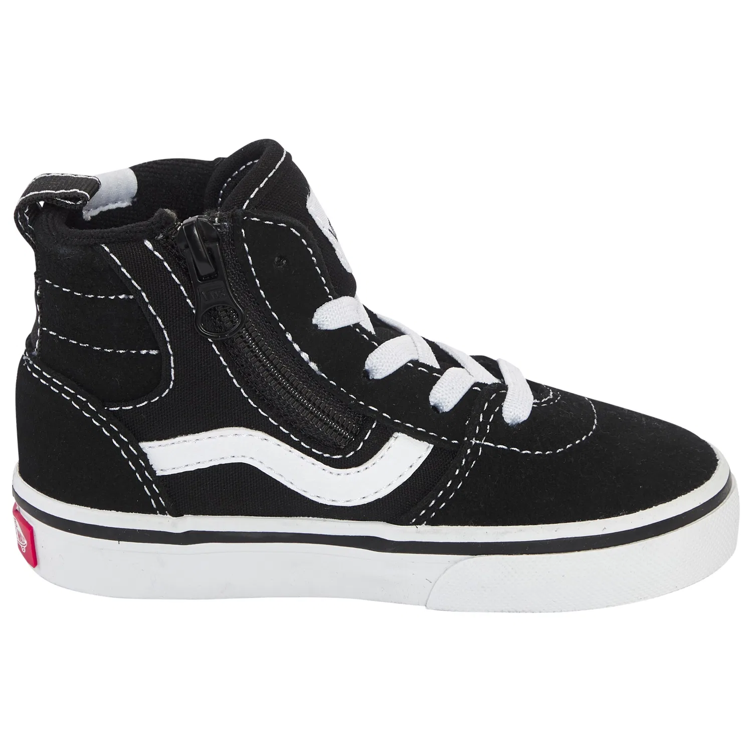 Детские кожаные кроссовки на молнии Ashwood Hi Decon Side Zip Vans, Black/White — фото 3