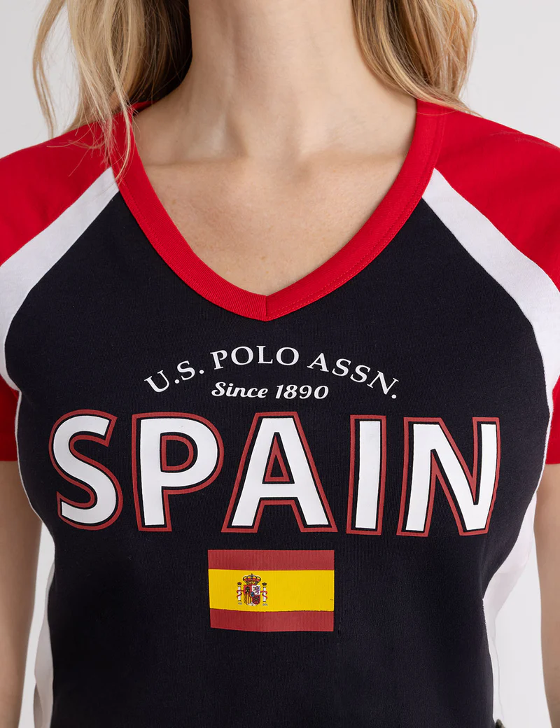 Футболка U.S. Polo Assn Color Block Spain, черный/красный — фото 3