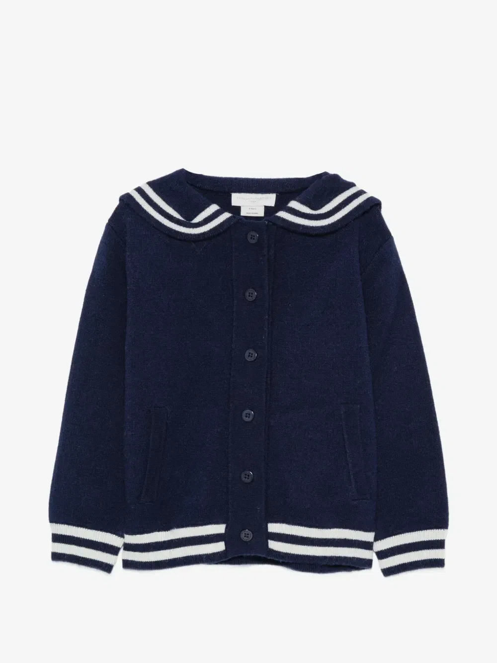 Кардиган с матросским воротником и интарсионной вязкой Stella McCartney Kids, синий