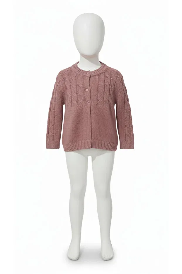 Детский кардиган для девочек с косой вязкой Imoop Design, Pink