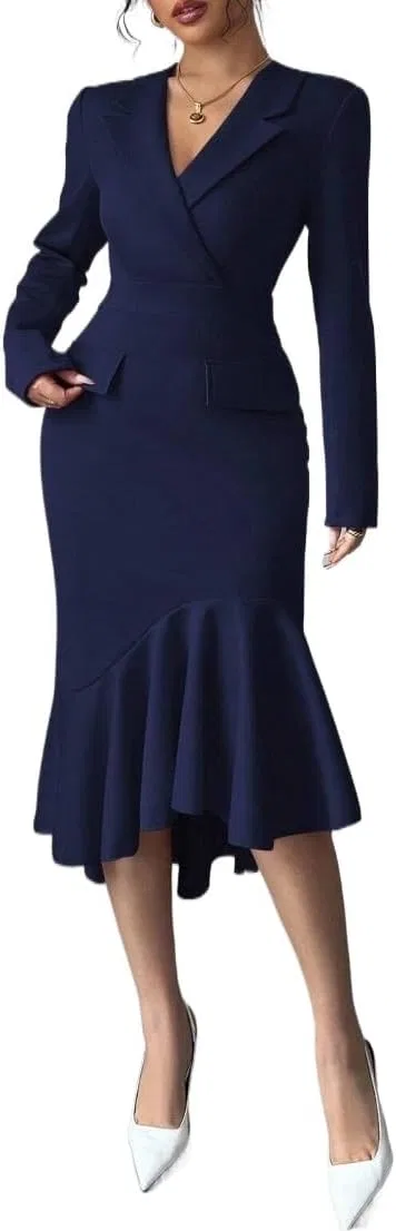 Женское облегающее платье миди с запахом Royal Blue