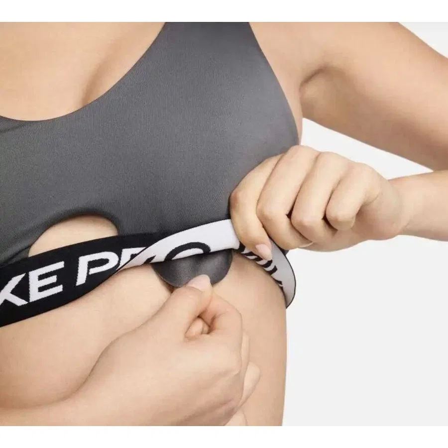 Спортивный бюстгальтер с глубоким вырезом Pro Indy Plunge Bra Nike, Серый — фото 4
