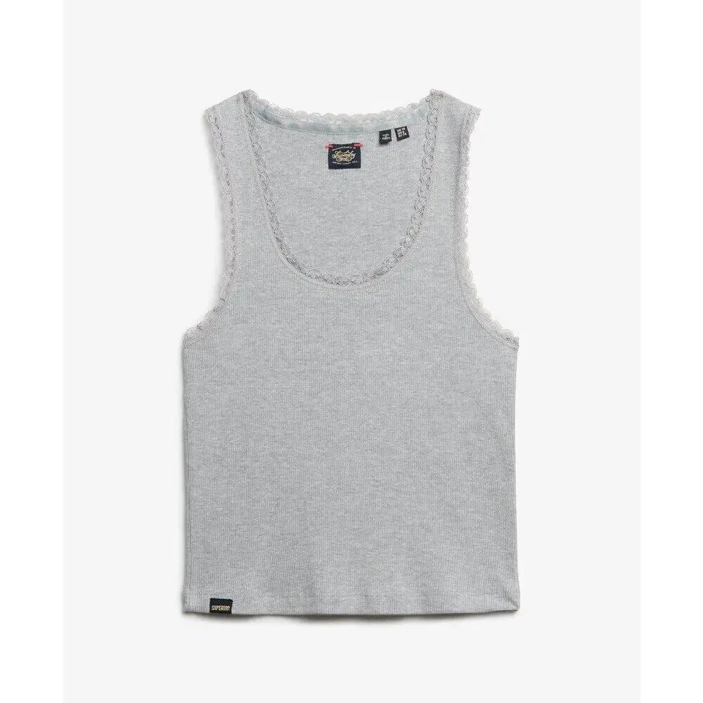 Женский топ с кружевной отделкой Vintage Superdry, Grau / Betongrau