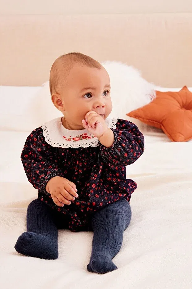 Детский комбинезон из вельвета с принтом Next Baby, Burgundy