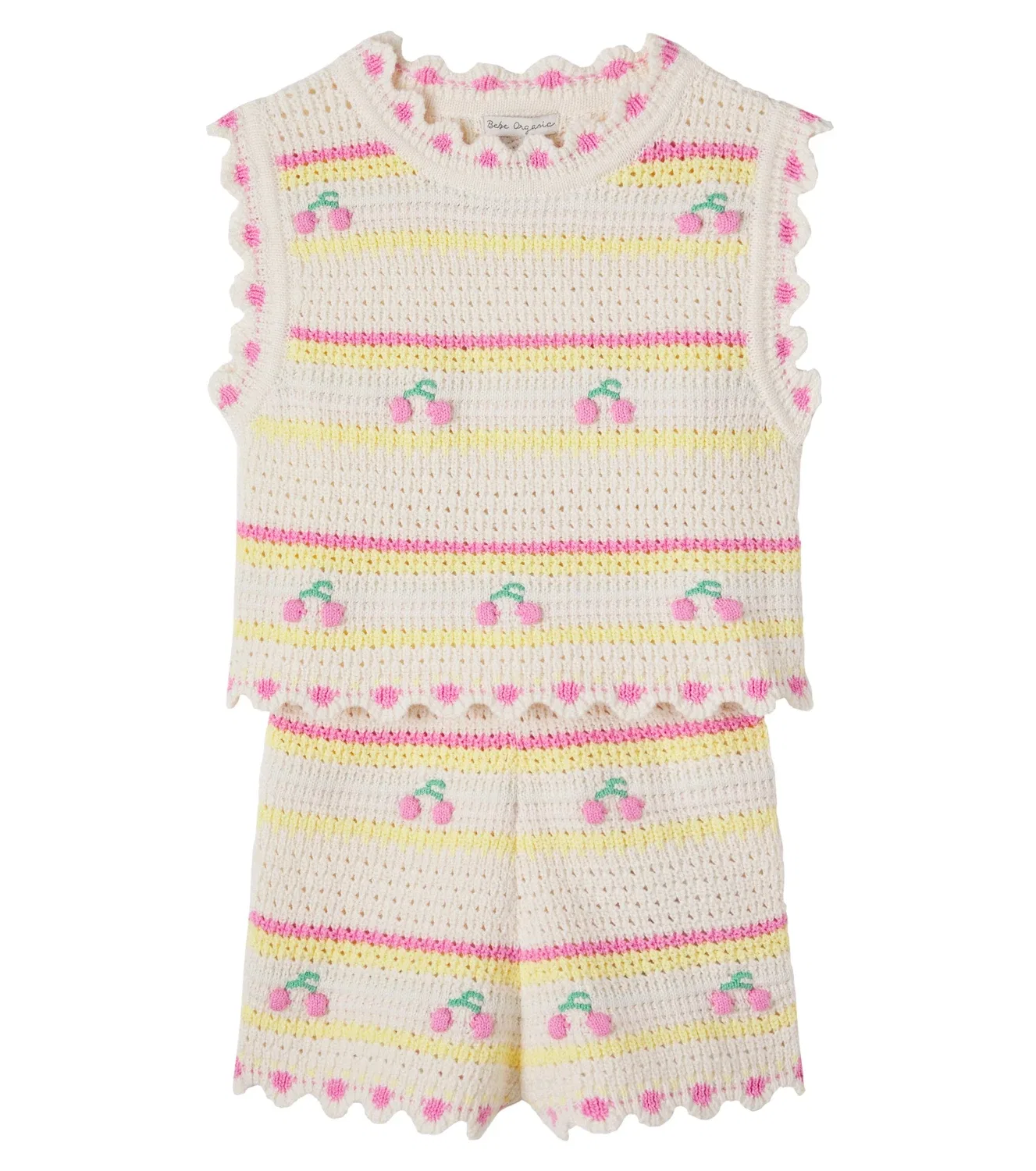 Комплект из топа и шорт с фестончатым подолом Paloma Bebe Organic, белый
