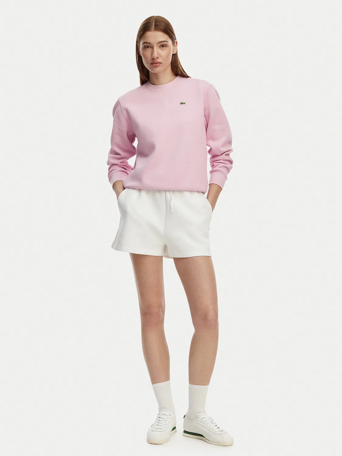 Женский свитшот свободного кроя Lacoste, светло-розовый — фото 2