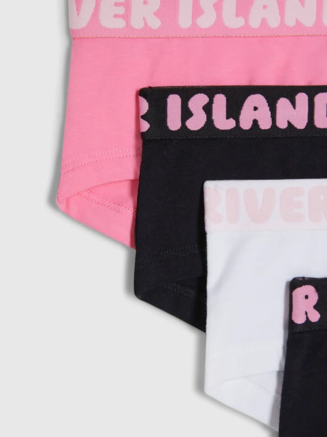 Трусы хлопковые, логотип на поясе, 5 шт River Island, розовый — фото 2
