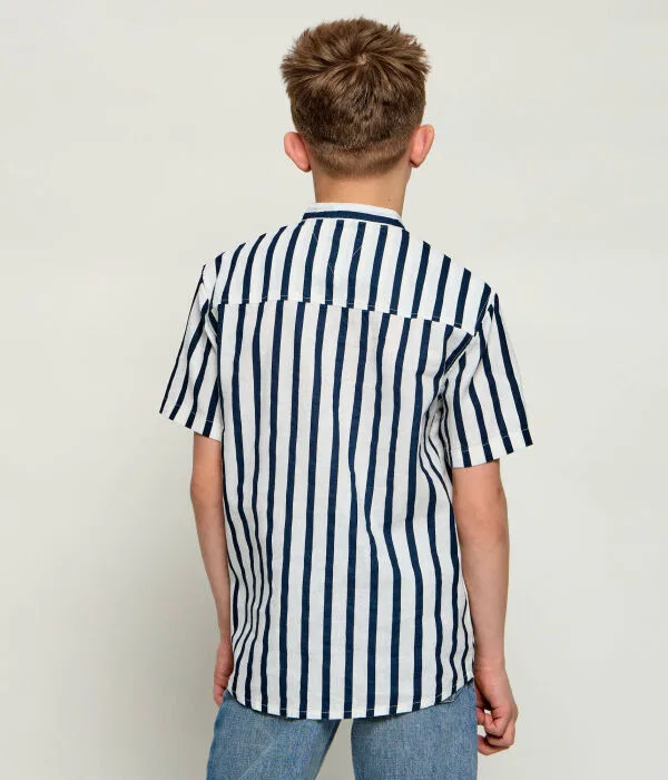 Детская рубашка из льна с коротким рукавом Tommy Hilfiger, Blu Marino — фото 3