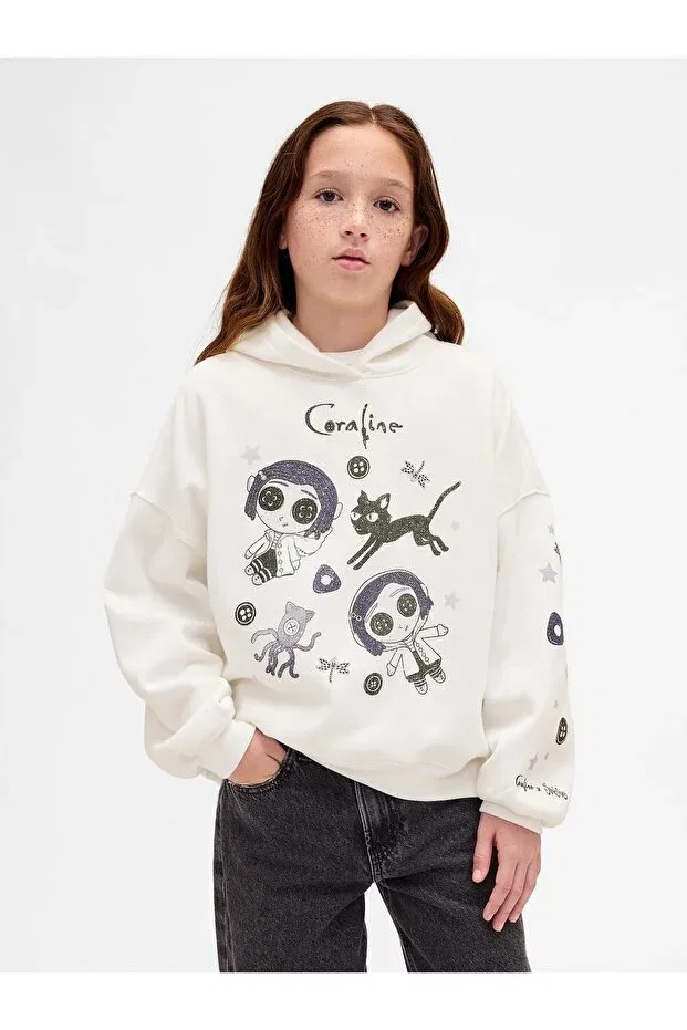 Детские свитшот для девочек хлопковый VintageSoft Graphic Gap, White-002