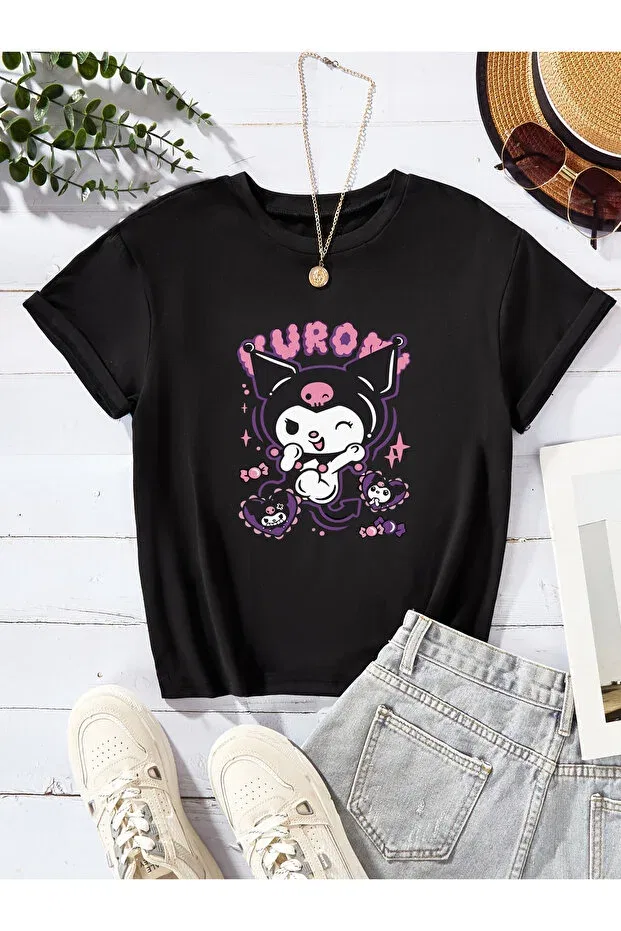 Детская футболка для девочек с принтом Kuromi Let'S Wear, Black