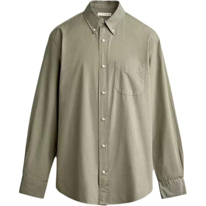 Мужская рубашка свободного кроя с отложным воротником Khaki Lapel ZARA, Khaki