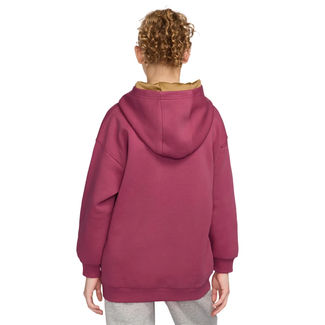 Худи для девочек Club Fleece Oversize Nike, золотистый/розовый — фото 2