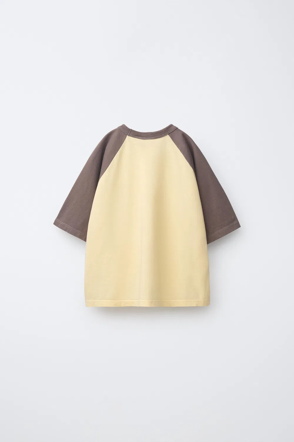Футболка с контрастными рукавами реглан ZARA, Yellow — фото 2