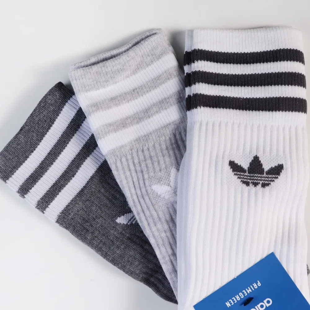 Мужские носки с логотипом Adidas Originals, 3 пары, White/Gray/Black — фото 4