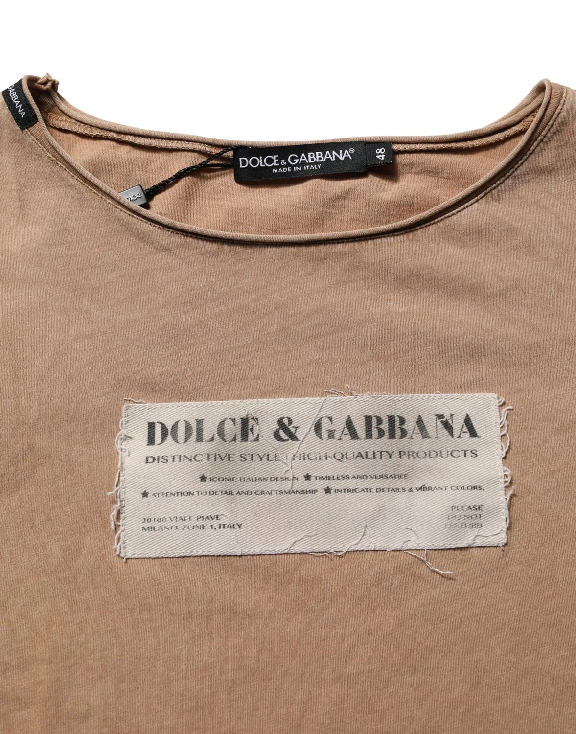 Мужская футболка с логотипом-патчем Dolce & Gabbana, Brown — фото 4