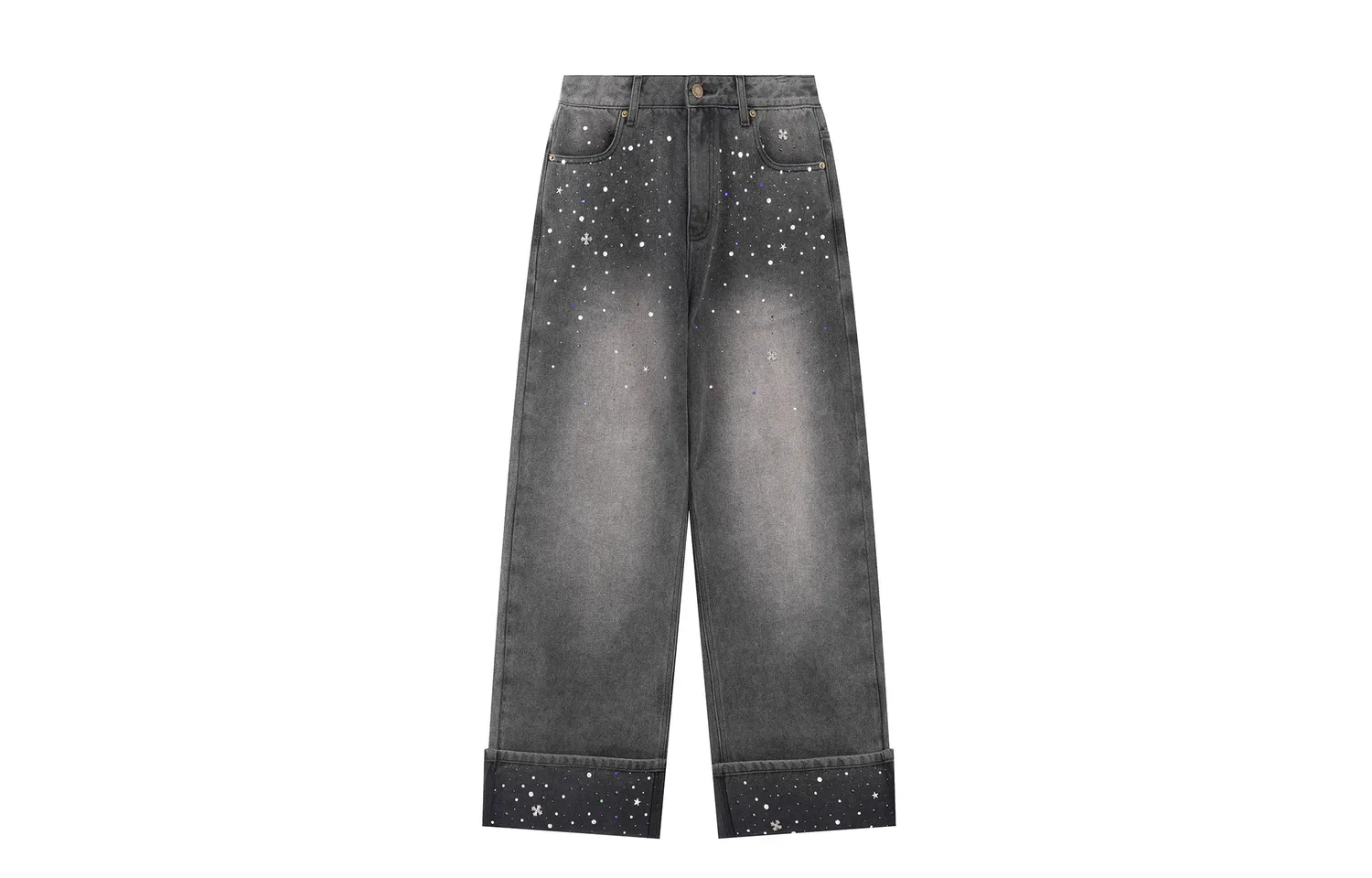 Детские джинсы прямого кроя средней посадки F426, Black Gray