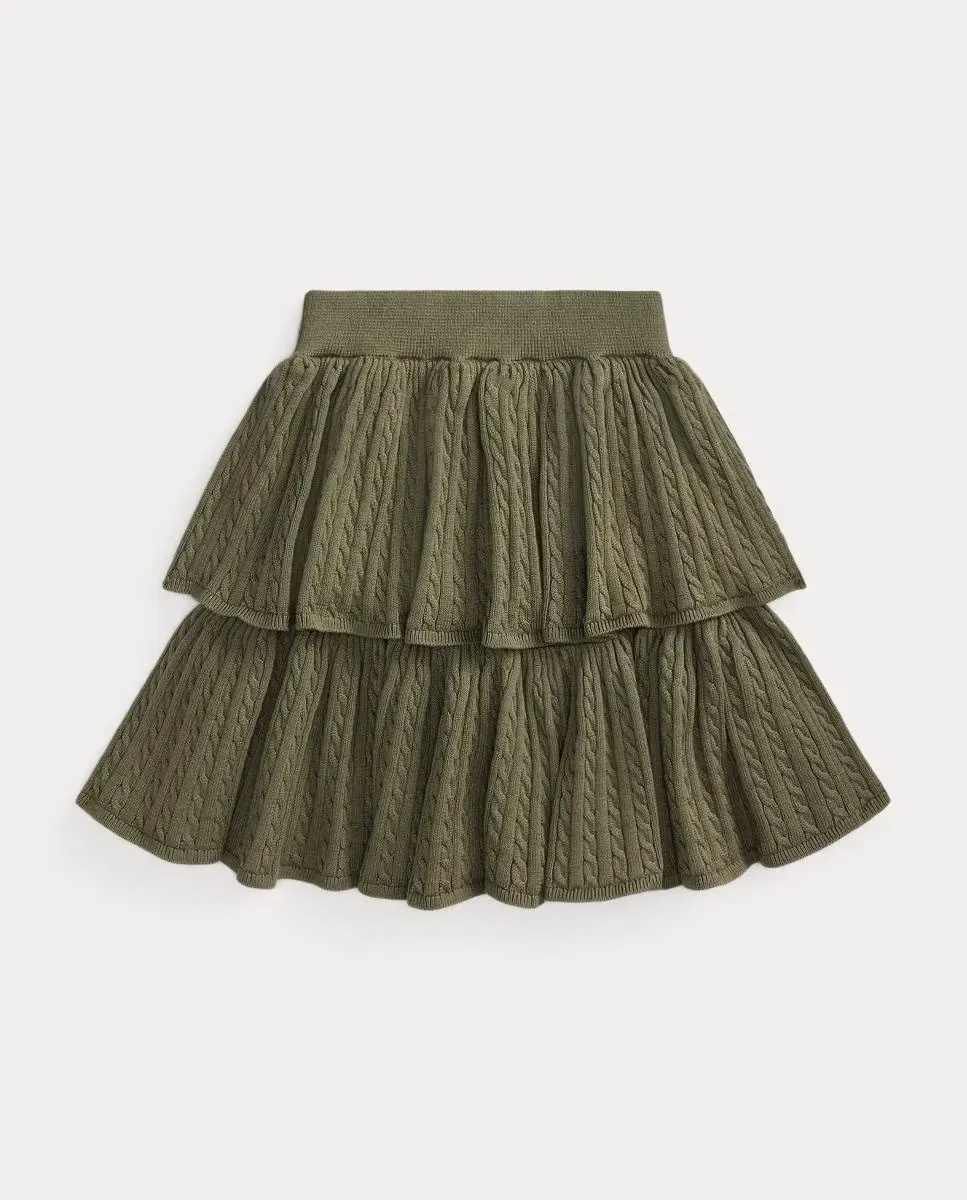 Детская юбка для девочек из футера с миниатюрным узором Polo Ralph Lauren, Verde Militar — фото 2