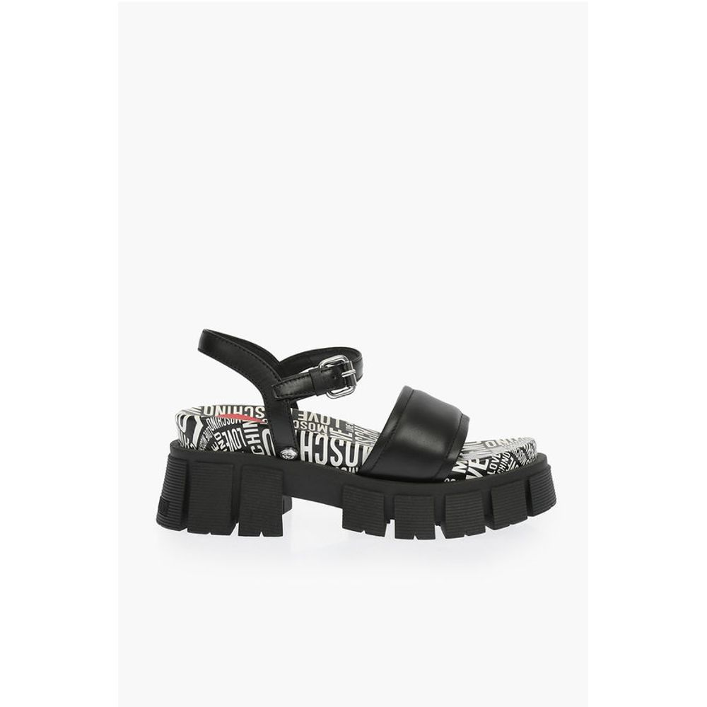 Сандалии из кожи LOVE с логотипом на подошве TASSEL 70 Moschino, Black — фото 3