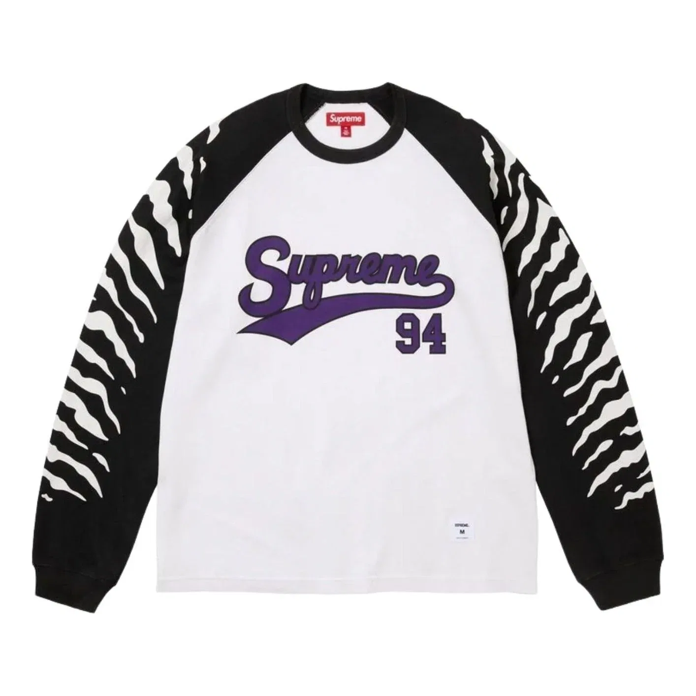 Футболка Supreme SS26 Tiger Raglan с длинными рукавами, белая, SUP-SS26-123-WHT