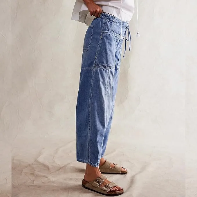 Женские джинсы Low Rise Baggy Boyfriend Straight Wide Leg Casual Loose Fashion с нашивными карманами — фото 3