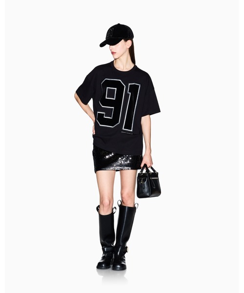 

Футболка с коротким рукавом, круглым вырезом, свободного кроя A|X Armani Exchange, черная