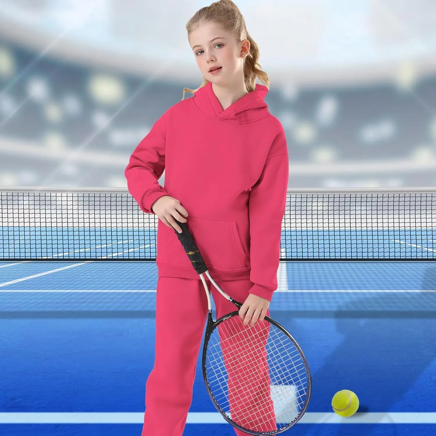 Детский спортивный костюм худи и джоггеры, Hot Pink — фото 2